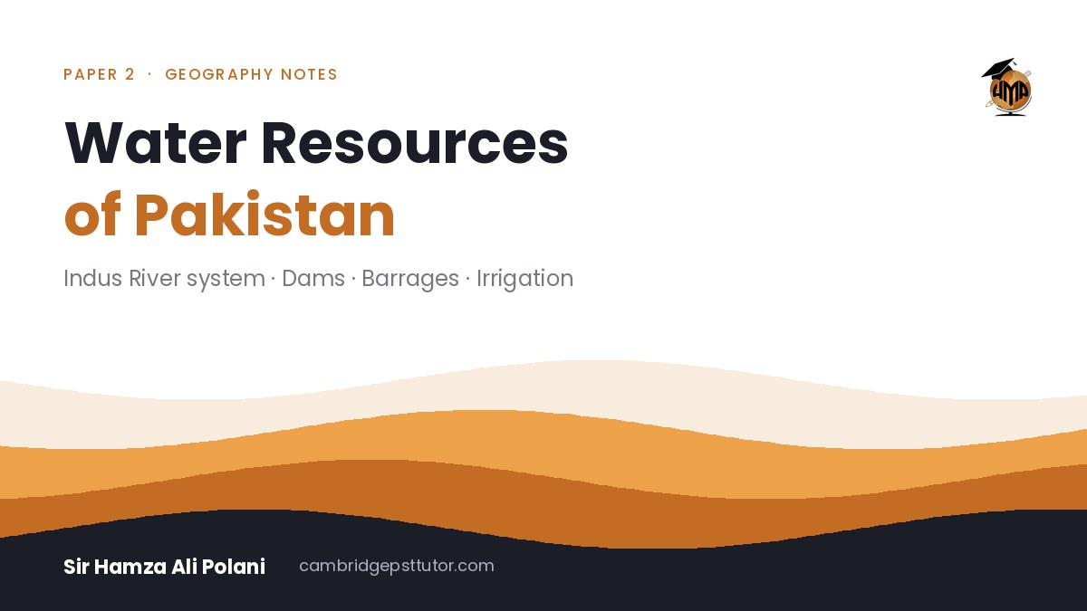 Water Resources of Pakistan: Indus River System, Dams and Irrigation (O Level Geography)