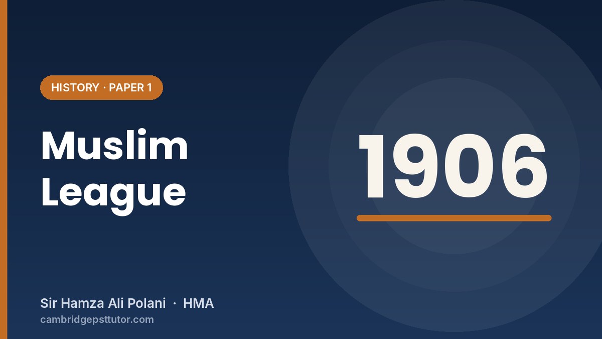 Simla Deputation and the Formation of the Muslim League 1906 (O Level Notes)